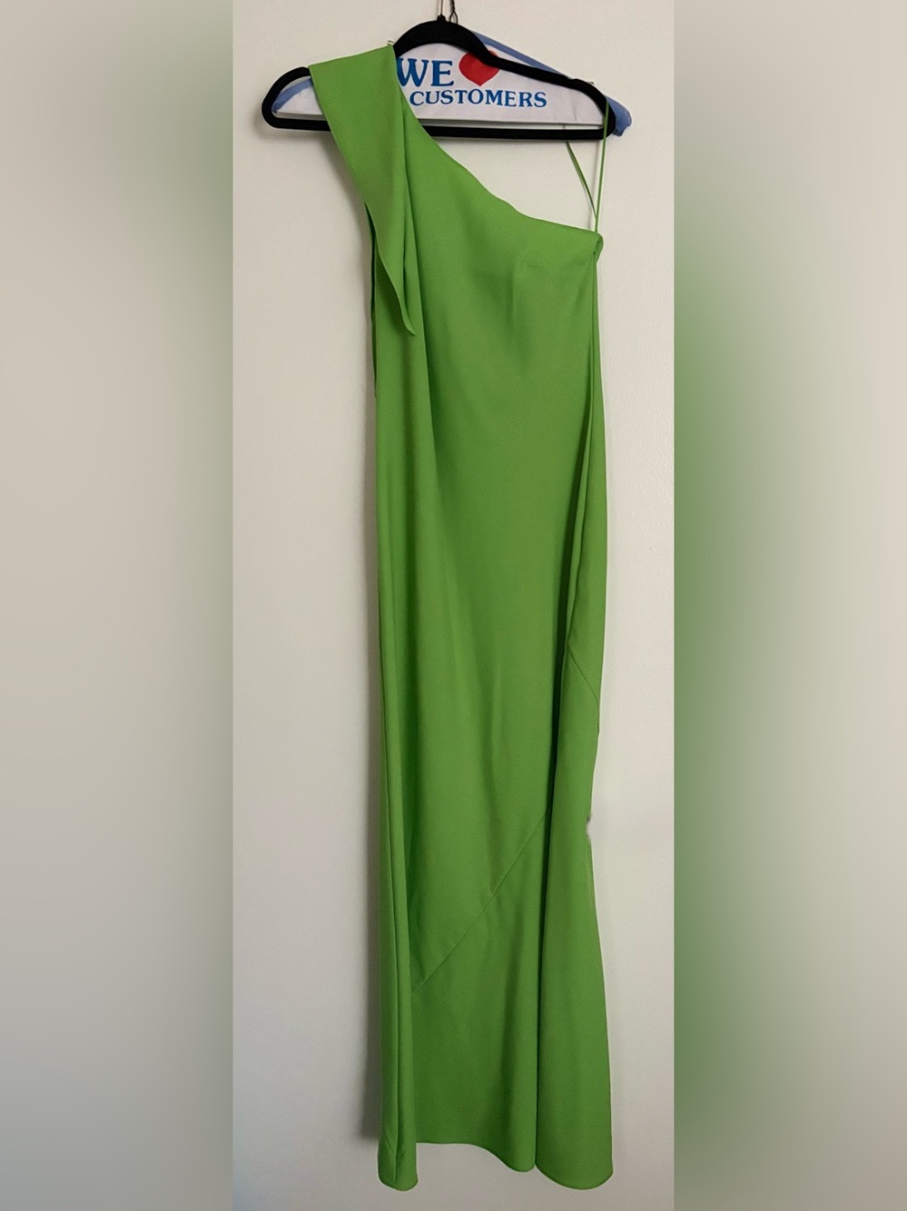 Asymmetric One-Shoulder Lime Green Evening Dress